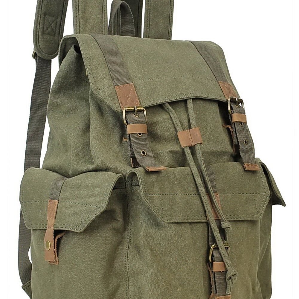 20" Super Large Hiking Sport Canvas Backpack C04GRN